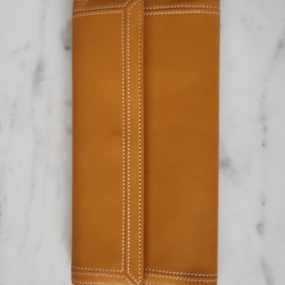 Tusk Cognac/Mustard Leather Wallet With Gorgeous Red Interior!